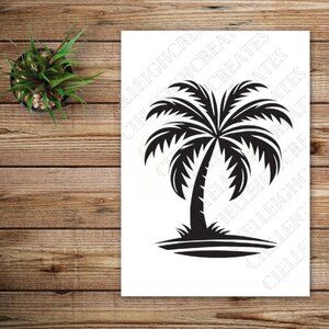 *2 for $20* Palm tree and waves vinyl decal Sticker Handcrafted